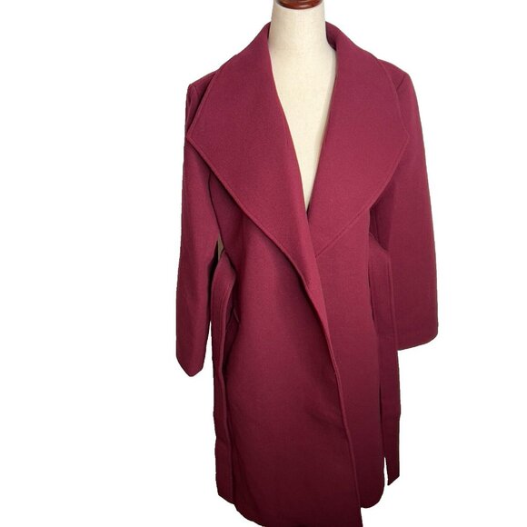J.Crew Womens Belted Wool Blend Coat Burgundy Size 8 CD824 - Picture 5 of 8